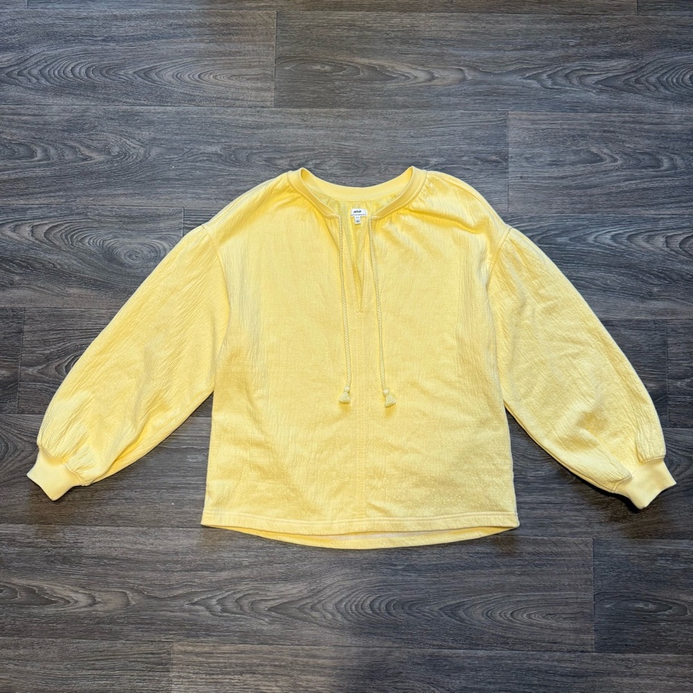 *NWOT* aerie yellow notes easy street beachy boho cotton oversized sweatshirt